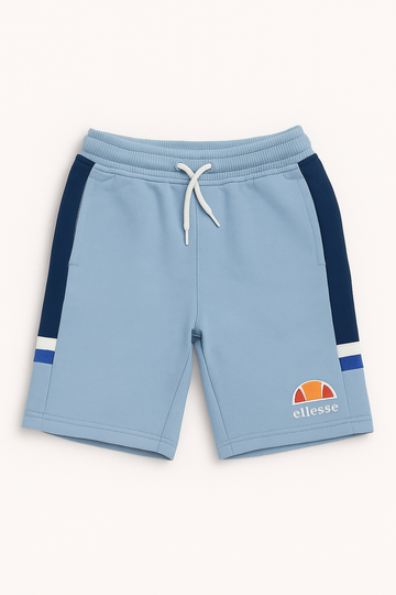Boys' Light Blue Ellesse Logo Shorts with Navy & White Side Panels
