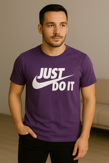 Nike "Just Do It" Graphic Crew Neck T-Shirt - Purple