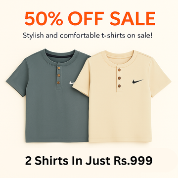 50% OFF Buttoned "Stylish Comfort" T-Shirts - 2 for Rs. 999
