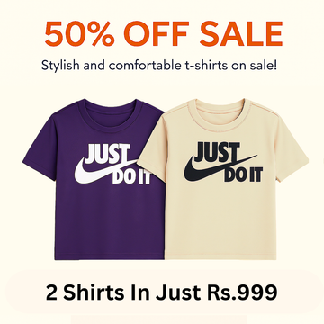 50% OFF Stylish "Just Do It" T-Shirts - 2 for Rs. 999