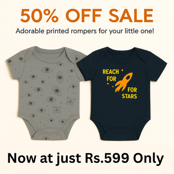 50% Off – Stylish Baby Romper Set (Eye Print & Rocket Design, 2-Pack)