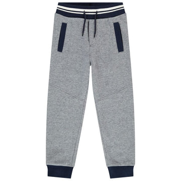 Boys' Grey Cotton Trousers with Navy Trim – Soft, Stylish & Comfortable Fit