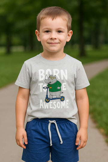 Boys' "Born To Be Awesome" Graphic T-Shirt & Shorts Set – Playtime Comfort