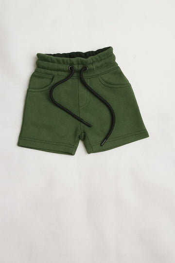 Kids' Green Cotton Drawstring Shorts – Comfortable Everyday Wear