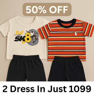 Boys’ Summer Striped T-Shirt & Shorts Combo – Pack of 2