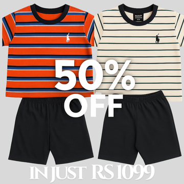 Boys’ Polo Striped T-Shirt & Shorts Combo – Special 50% Off