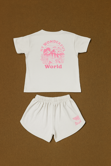 🌄 “My Wonderful World” Kids Off-White Co-Ord Set