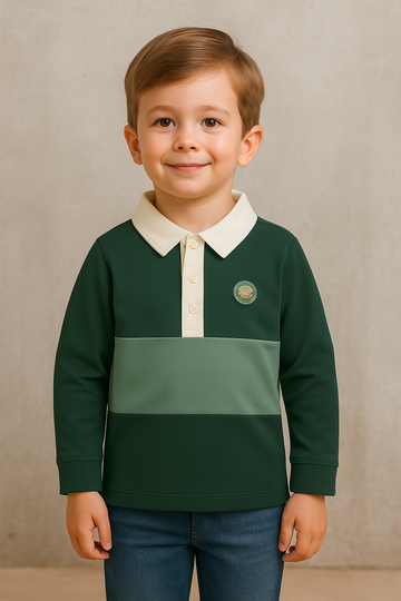 Boys' Green Colorblock Polo T-Shirt