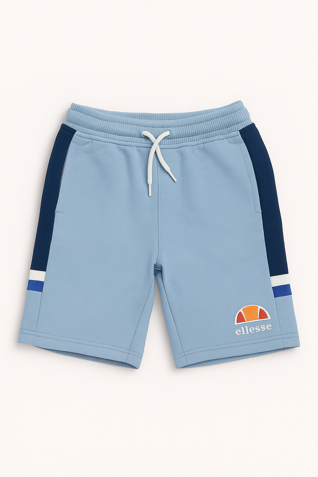 Boys' Light Blue Ellesse Logo Shorts with Navy & White Side Panels