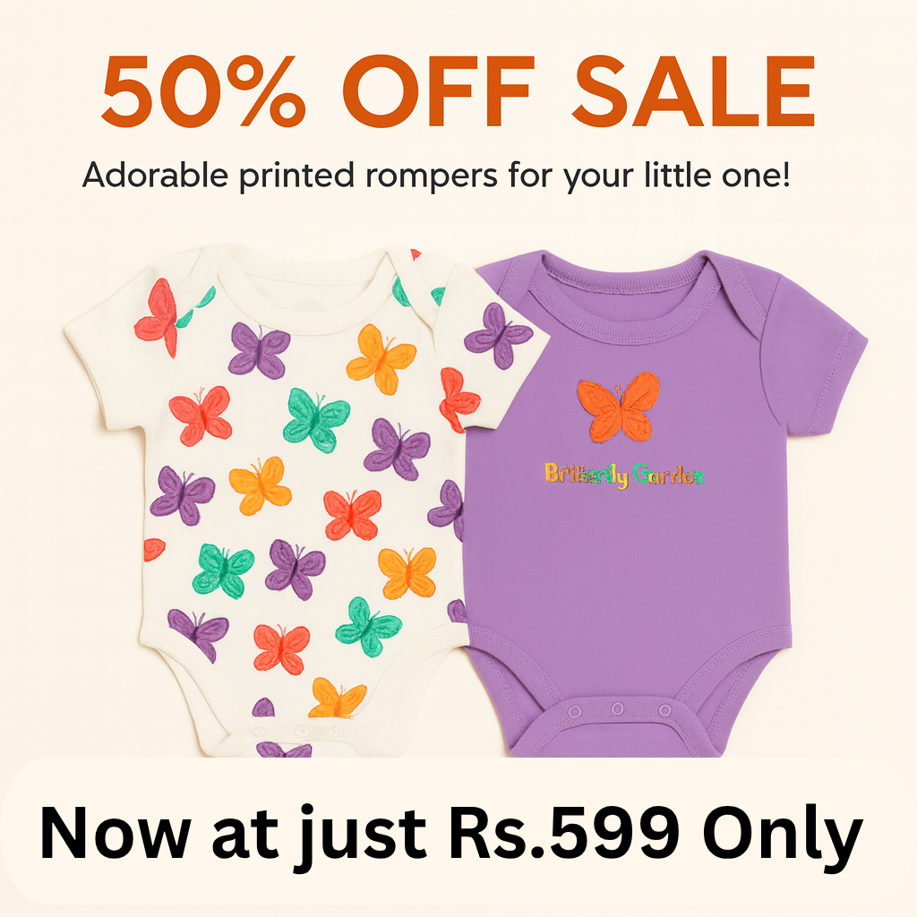 50% Off – Adorable Butterfly Printed Baby Romper Set (2-Pack)