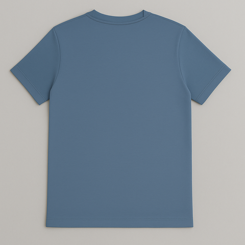 Basic Blue Crew Neck T-Shirt – Back View