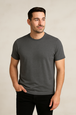 Classic Dark Grey Crew Neck T-Shirt – Back View