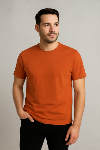 Classic Burnt Orange Crew Neck T-Shirt