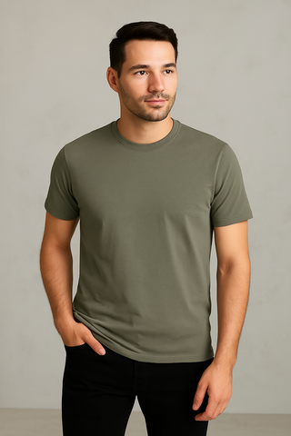 Essential Olive Green Crew Neck T-Shirt for Men