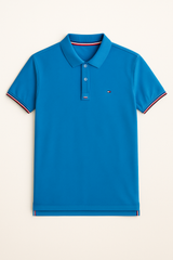 Men’s Classic Blue Polo Shirt with Signature Trim