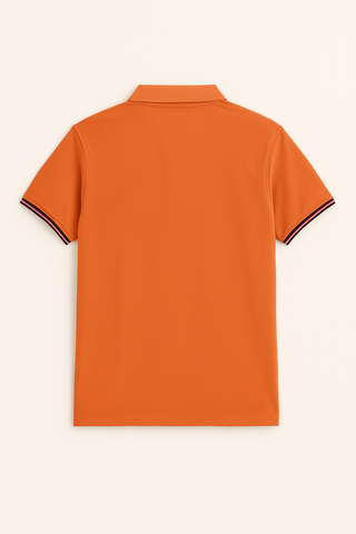 Men’s Classic Fit Orange Polo Shirt with Tipped Collar
