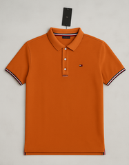 Men’s Classic Fit Orange Polo Shirt with Tipped Collar