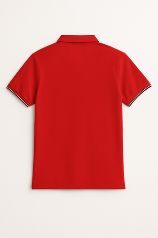 Men's Classic Red Polo Shirt with Contrast Collar Trim