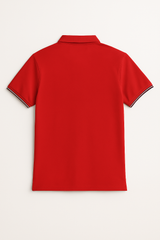 Men's Classic Red Polo Shirt with Contrast Collar Trim