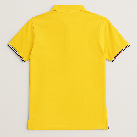 Men's Vibrant Yellow Polo Shirt with Contrast Collar and Cuffs