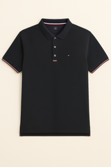 Men's Classic Black Polo Shirt with Signature Contrast Trim