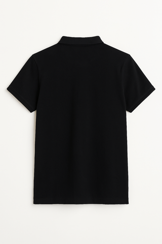 Men's Minimalist Black Polo Shirt with Monochrome Logo