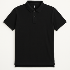 Men's Minimalist Black Polo Shirt with Monochrome Logo