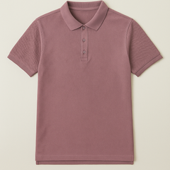 Men’s Mauve Textured Cotton Polo Shirt