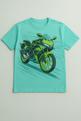 Boys' Turquoise Motorcycle Graphic T-Shirt – Cool & Stylish