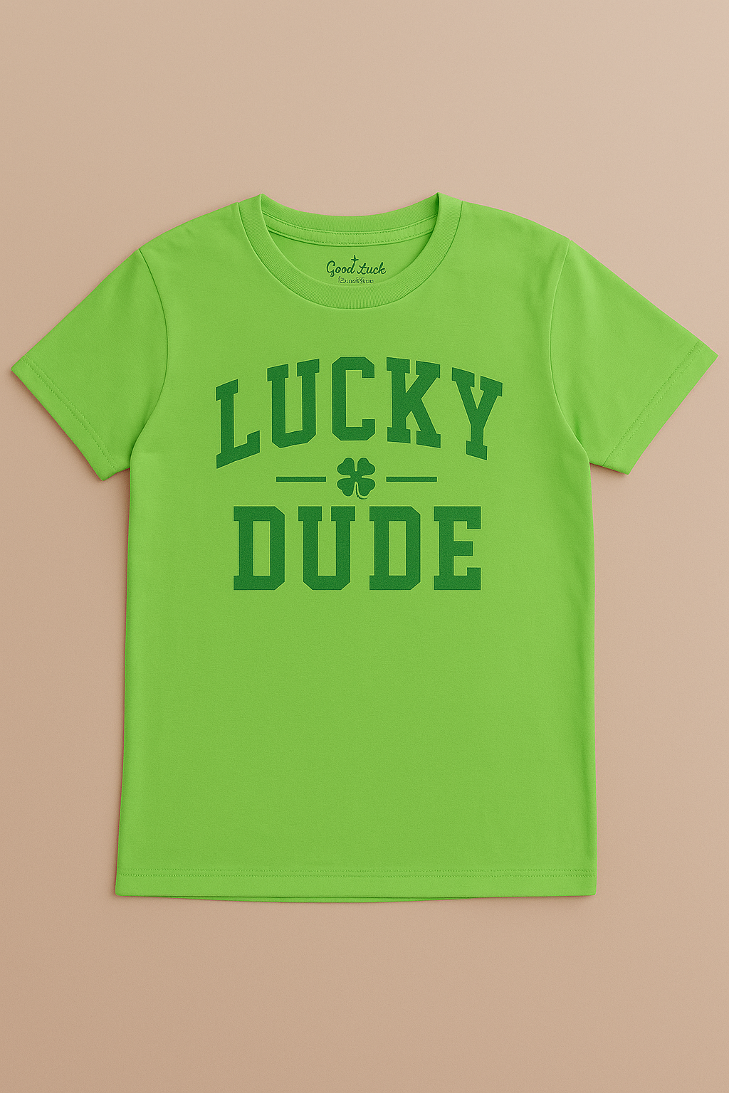 Boys' Neon Green "Lucky Dude" Graphic Tee
