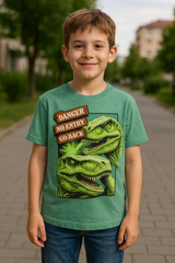 Boys’ Green “Danger Zone” Dinosaur Graphic T-Shirt