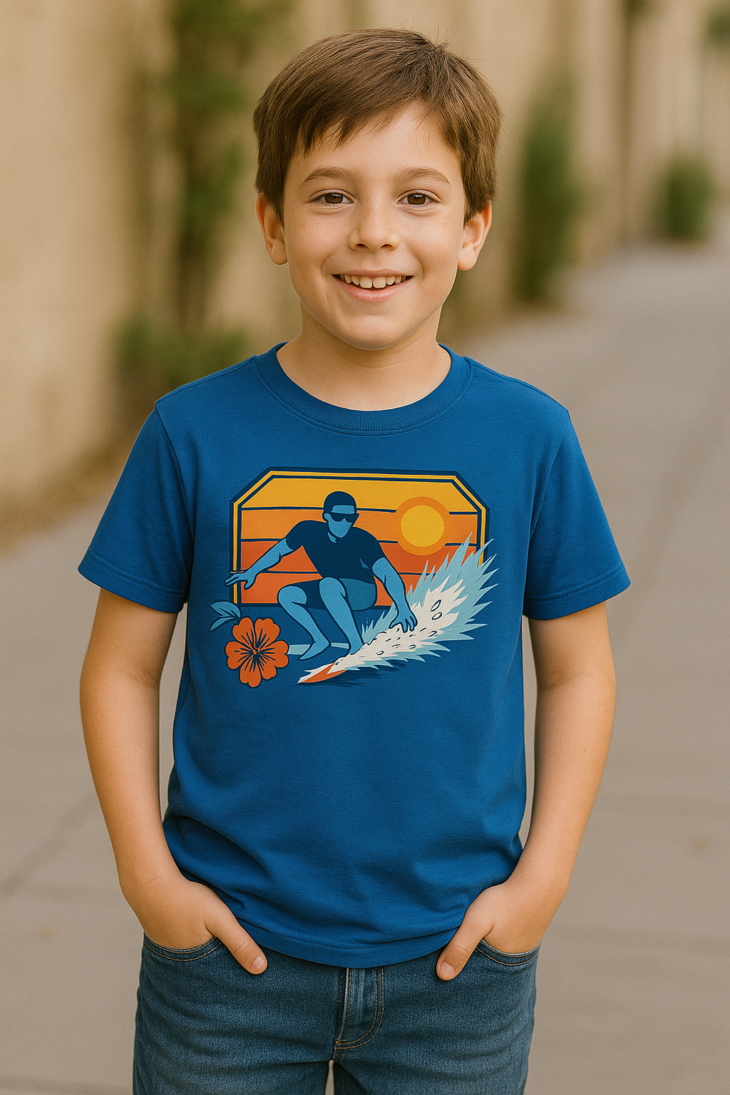 Boys' Blue Sunset Surfer Graphic Tee