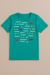 🦀 Boys' Aqua Ocean Adventure T-Shirt – Sea Life Print