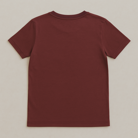 🐻 Boys' Bold Bear Graphic Tee – Maroon Wilderness Print