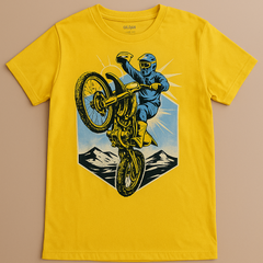 Boys' Yellow Motocross Stunt Graphic T-Shirt