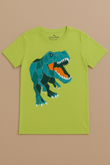Boys' Neon Green Geometric Dinosaur Graphic T-Shirt
