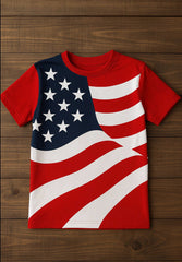 Boys’ American Flag Patriotic T-Shirt – Red, White & Blue Edition