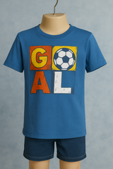 ⚽ Kids' “GOAL!” Soccer Graphic Tee – Blue Sports Edition