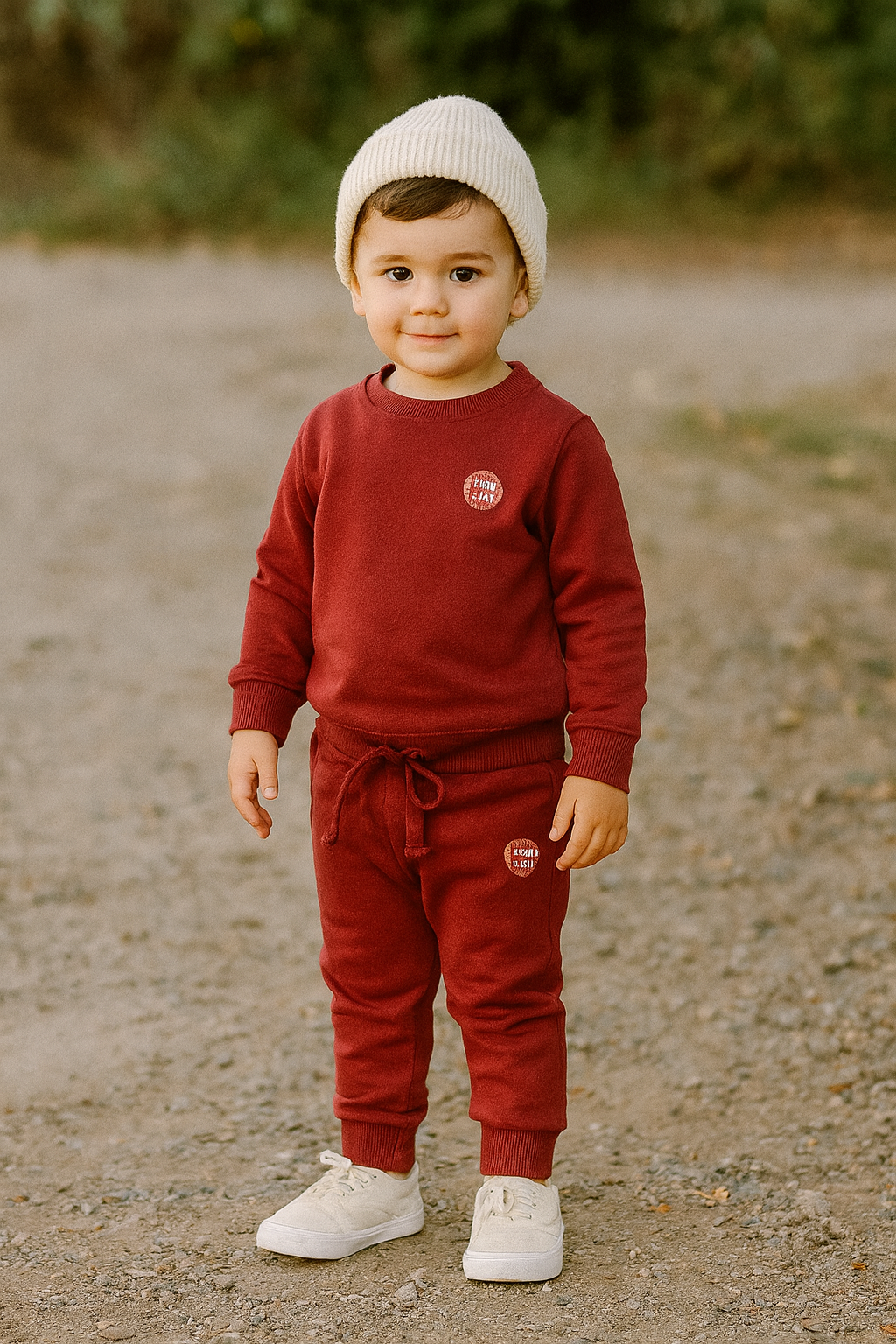 Kids’ Cozy Cotton Fleece Tracksuit – Deep Red